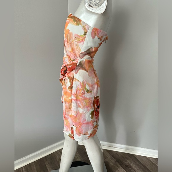 SAU LEE Hester Floral Strapless Minidress in White/Orange - Picture 7 of 12